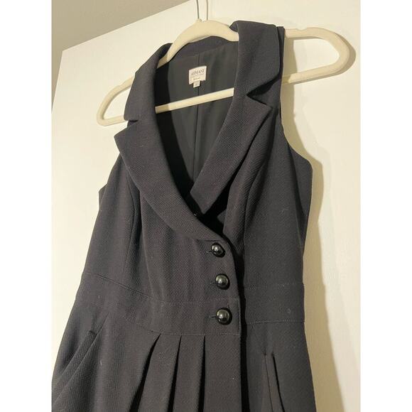 Armani Collezioni Black Wool Tuxedo Dress Sz 4 - Picture 4 of 11